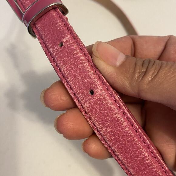 Talbots Hot Pink Genuine Leather Belt Solid Stainless Buckle Womens Size Medium - Picture 5 of 5